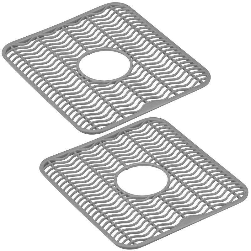 DecorRack 2 Sink Protectors for Kitchen Sink, Plastic 12"" x 11"" Dish Rack, Protect Sink from Stains, Damage, Scratches, Dishwasher Safe Grid Mat for Kitchen (2 Pack, Gray) - Image 5
